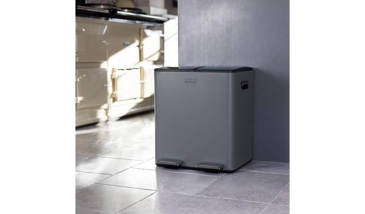 Charles Bentley 30L Double Compartment Grey Kitchen Bin - Grey