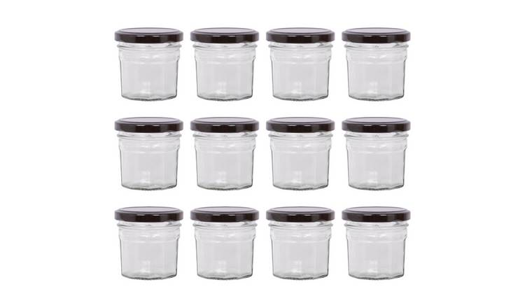Argon Tableware Glass Jam Jars with Lids - Pack of 12