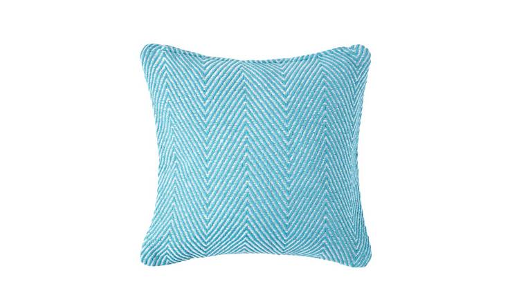 Homescapes Teal Halden Cotton Chevron Cushion Cover - 60 x 60 cm