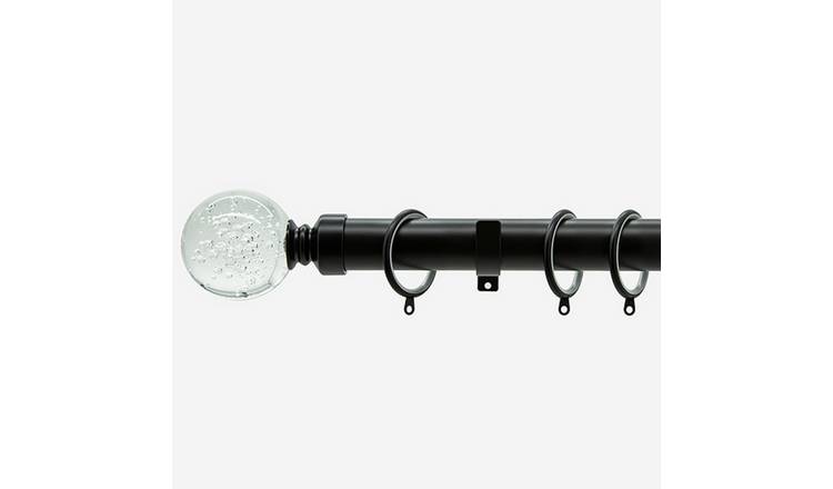 New Edge Blinds Matt Black 28mm Bubbles Fixed Metal Curtain Pole - 190cm