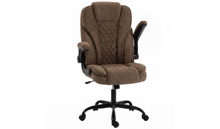HOMCOM Padded Flip-up Armrest Ergonomic Executive Desk Chair - Brown
