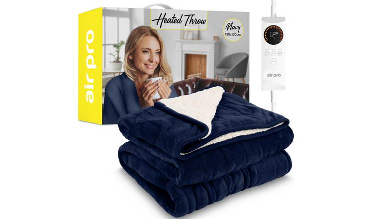 Air Pro Single Heated Electric Blanket with Digital Controller 6 Settings - Navy