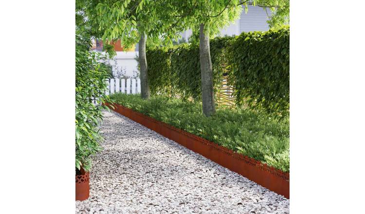 Walplus Pack of 20 16 kg Weathering Steel Edgings - Rusty - 103 x 0.05 x 22 cm