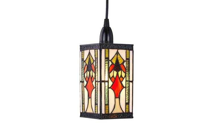 Happy Homewares Multicoloured Art Deco Tiffany Easy Fit Pendant Shade - 10cm