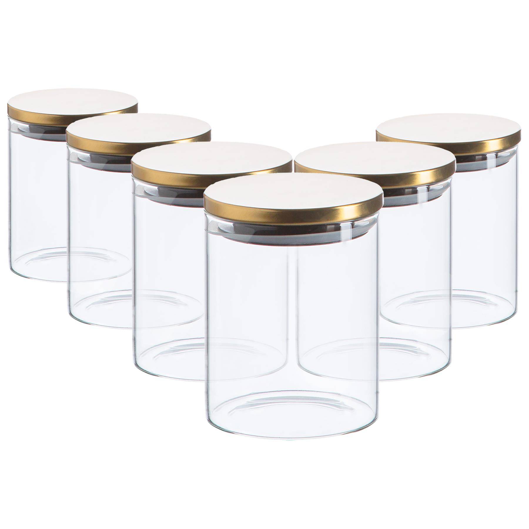 Argon Tableware Scandi Storage Jars with Metallic Lids - Gold - Set of 6 - Image 1