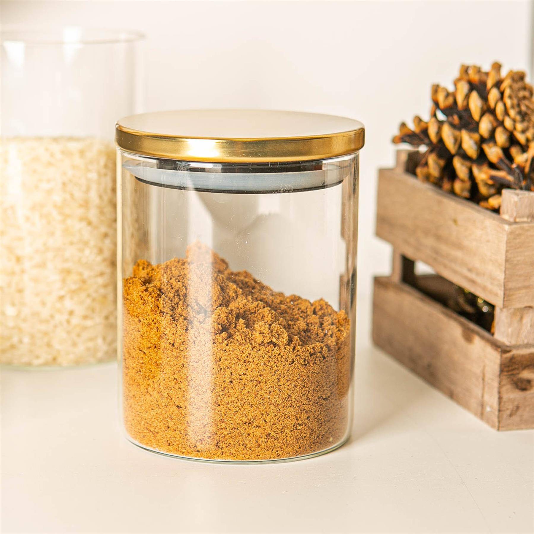 Argon Tableware Scandi Storage Jars with Metallic Lids - Gold - Set of 6 - Image 6