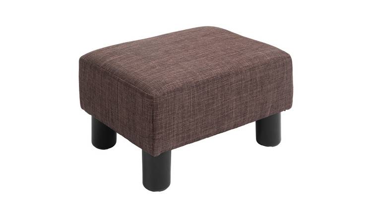 HOMCOM Linen Foot Stool with Wooden Legs - Brown