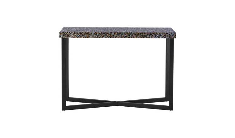 Orsina Fusion Crackle Shell Mosaic Rectangular Console Table - Black