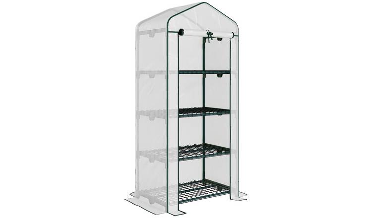 Outsunny 4 Tier Mini Portable PE Cover Greenhouse - white