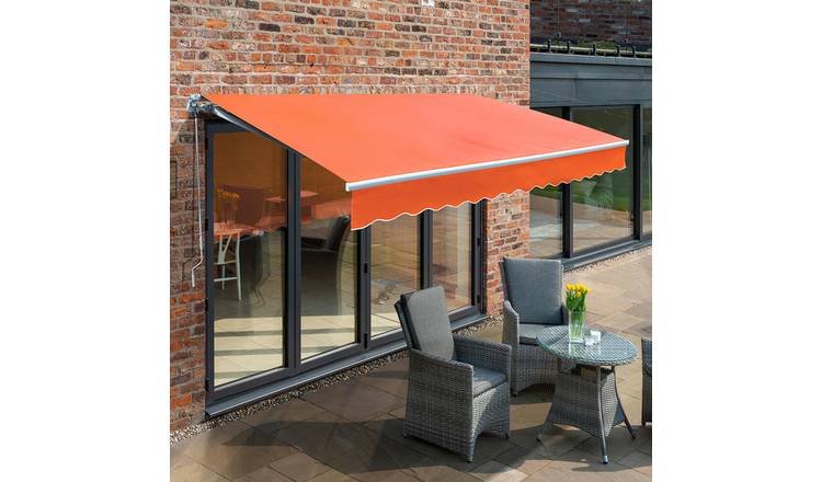Primrose Awnings 3.0m x 2.5m Retractable Manual Awning Patio Canopy - Terracotta