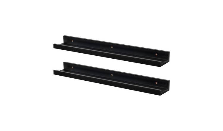Harbour Housewares Floating Picture Ledge Shelves - Black - Set of 2