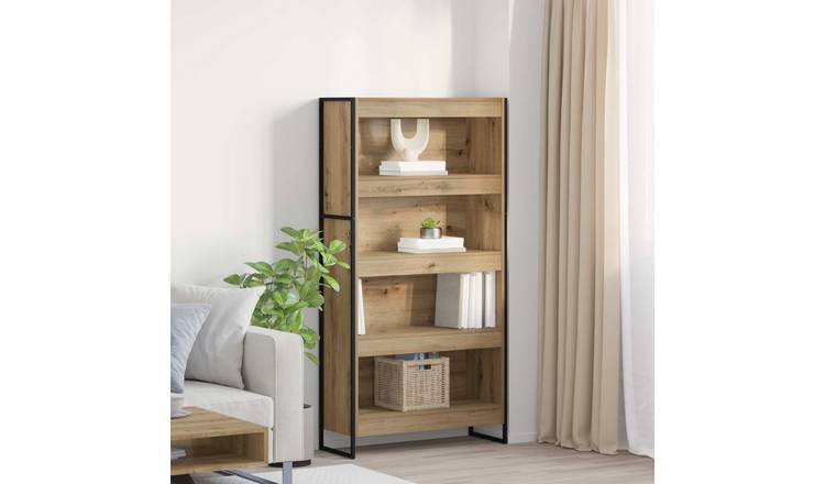 Walplus Engineered Wood Book Cabinet - Oak - 80 x 30 x 155 cm