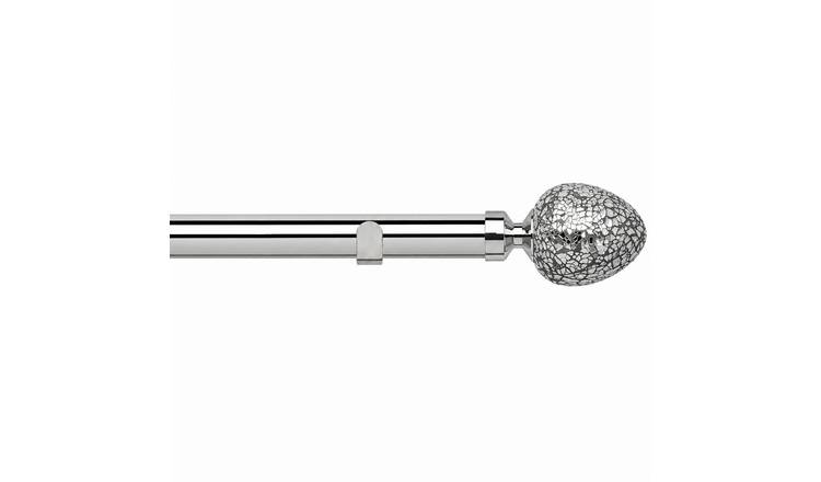 New Edge Blinds 28mm Chrome Alexia Fixed Eyelet Curtain Pole - 310cm
