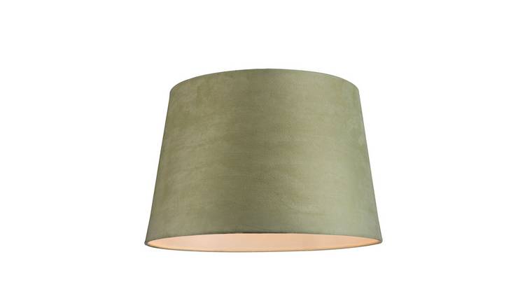 Happy Homewares Olive Green Velvet Drum with White Cotton Inner Lampshade - 30cm