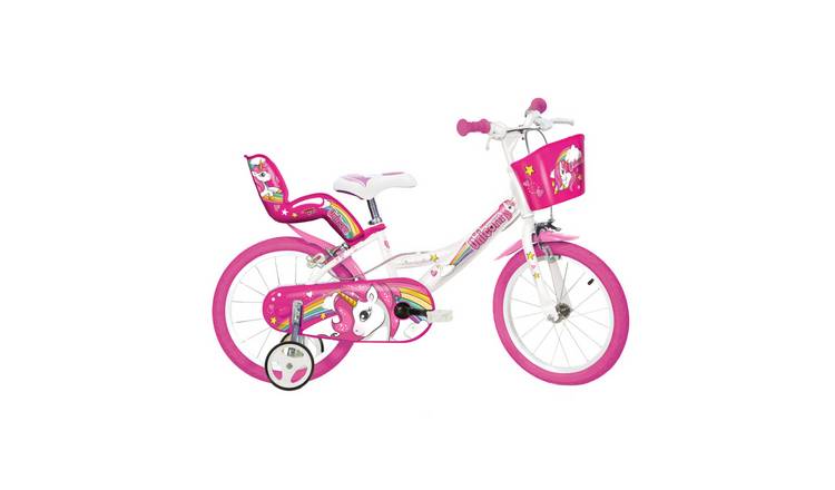 Dino Bikes Unicorn 16" Kids Bike - White Pink