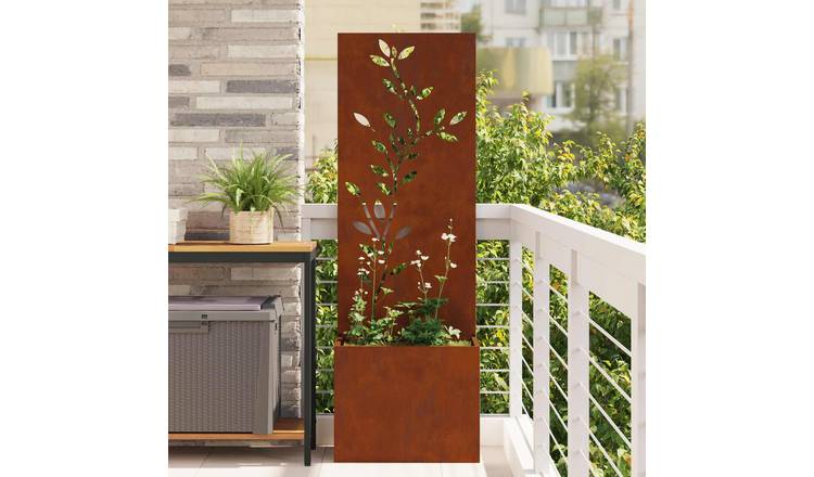 Walplus Garden Privacy Screen Floral Rusty Weathering - Rusty - 50 x 32 x 140 cm