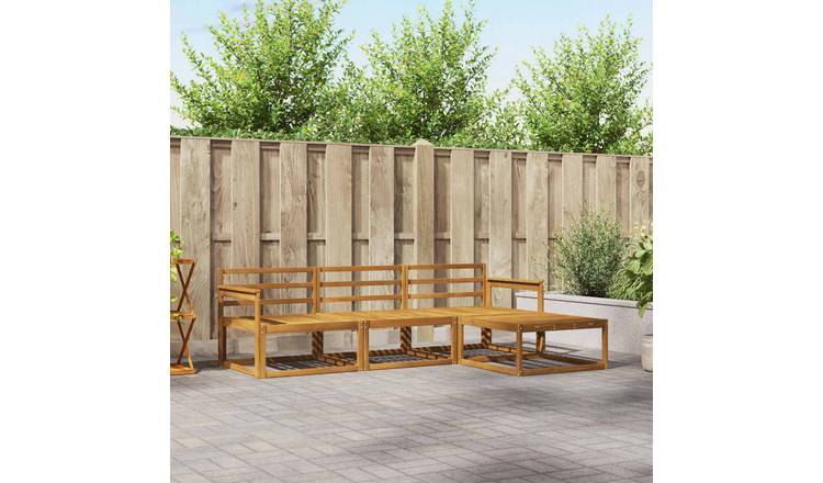 Walplus 4 Piece Solid Acacia Outdoor Sofa Set - Natural - 249.5 x 162.5 x 73 cm