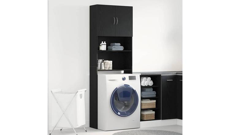 Walplus Washing Machine Cabinet Engineered - Black Oak - 64 x 24 x 190 cm