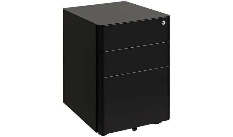 Vinsetto 3 Drawer Mobile Steel Lockable File Cabinet - Black