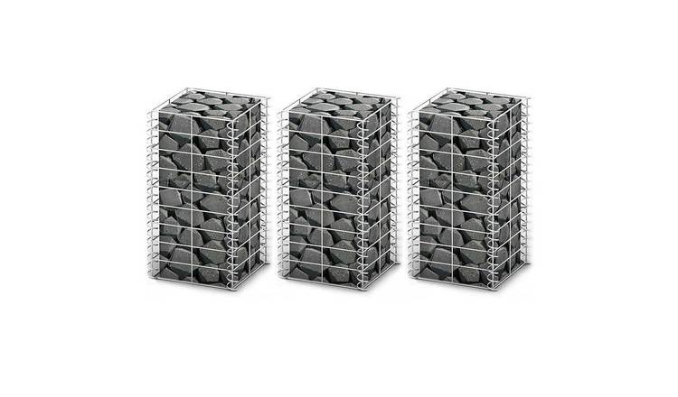 Walplus 3 Piece Gabion Set Galvanised Wire - Silver - 25 x 25 x 50 cm