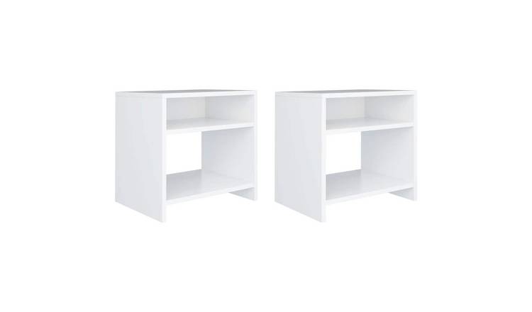 Walplus Pack of 2 Engineered Wood Bedside Cabinet - White - 40 x 30 x 40 cm