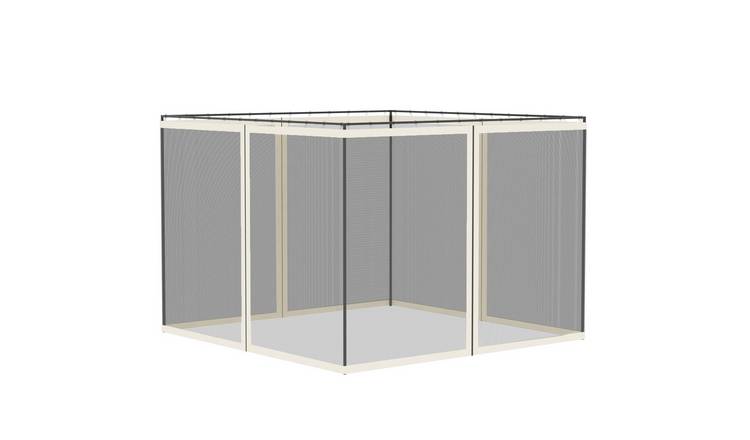 Outsunny Gazebo Sidewall with Mosquito Netting for Canopy Tents - White