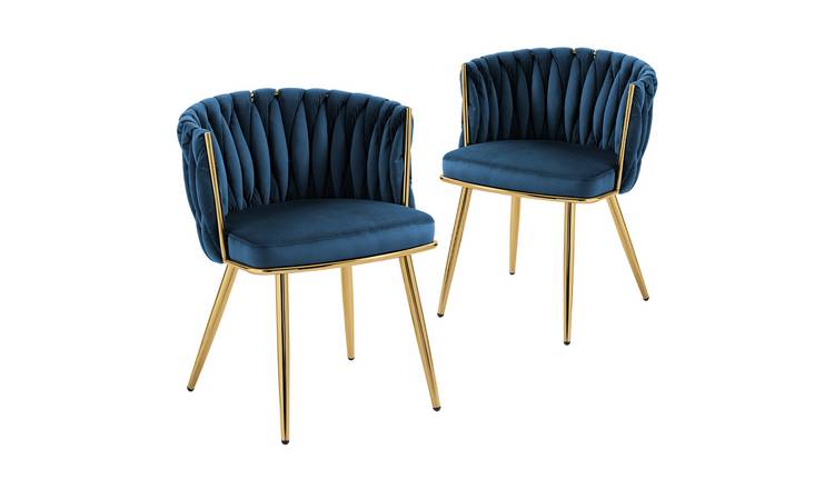 HOMCOM Set of 2 Velvet Modern Dining Chair - Dark Blue