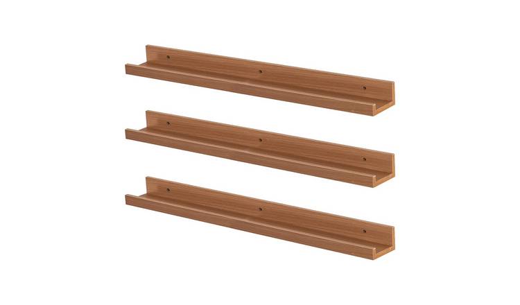 Harbour Housewares Floating Picture Ledge Shelves - Brown - Set of 6