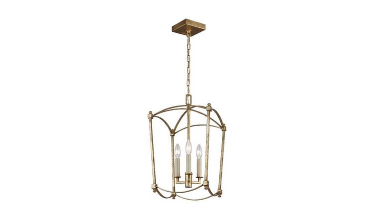 Elstead Feiss 3 Arm Pendant Light - Antique gold