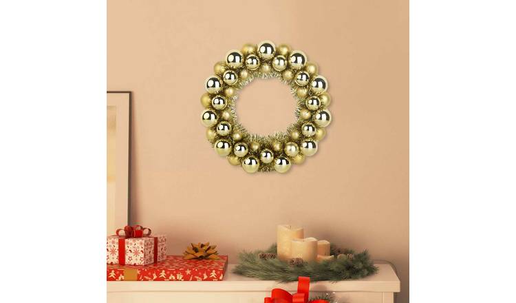 Walplus Pack of 2 Christmas Baubles - Gold - 33 x 33 x 7 cm