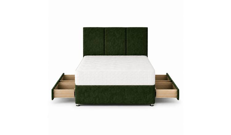 Comfy Deluxe 6ft Super King    4 Drawer Plush Velvet Divan Bed Set -  Green