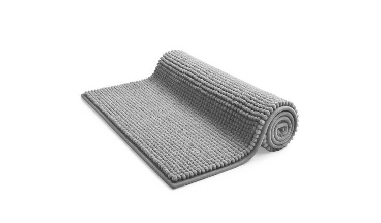 Keplin Chenille Non-Slip Bath Mat 50 x 80cm - Light Grey