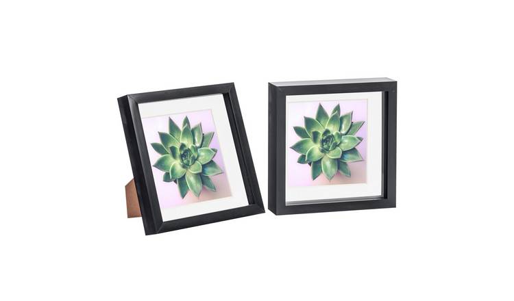 Nicola Spring 3D Box Photo Frames - 8 x 8" with Mount - Set of 2 - Black