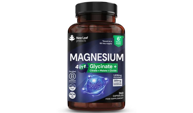 New Leaf Magnesium Glycinate 4in1 Complex 1836mg Supplements - 360 Capsules