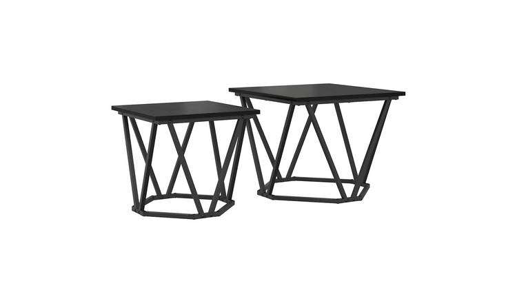 Walplus Pack of 2 Rectangular Side Table - Black Oak - 50 x 50 x 40 cm