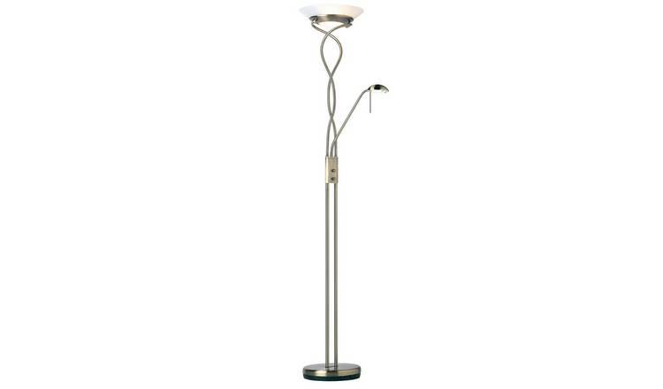 Loops Direct 32.5cm Diameter Steel and Glass Floor Lamp - Antique Brass