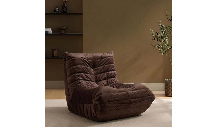 OHS Matte Velvet Lazy Chair - Coffee
