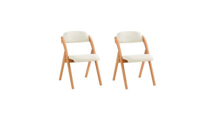 SoBuy Set Of 2 Folding Chair With Upholstered Seat - White