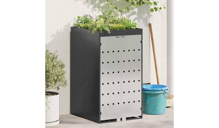 Walplus 240 L Steel Wheelie Bin Store - Anthracite - 68 x 77.5 x 121.5 cm