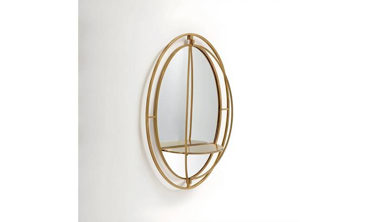 Orsina Avento Oval Shelved Wall Mirror – Gold