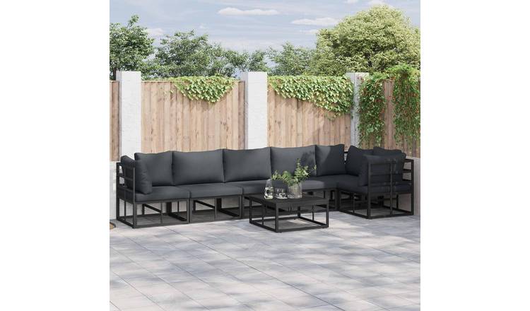 Walplus 6 Piece Garden Sofa Set - Black - 70 x 42 cm