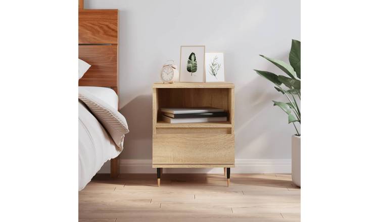 Walplus 1 Drawer Engineered Wood Bedside Cabinet - Light Oak - 40 x 35 x 50 cm