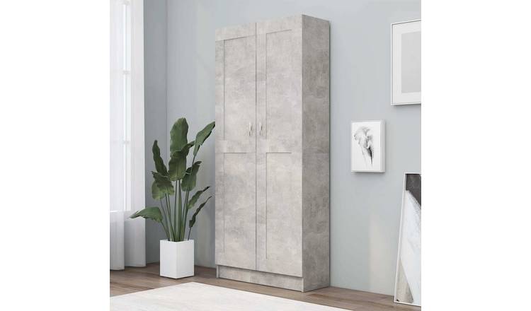 Walplus Engineered Wood Book Cabinet - Stone Grey - 82.5 x 30.5 x 185.5 cm