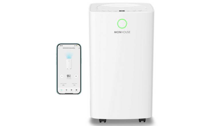 MONHOUSE 12L/Day Digital Dehumidifier with Sleep Mode & 24HR Timer - White