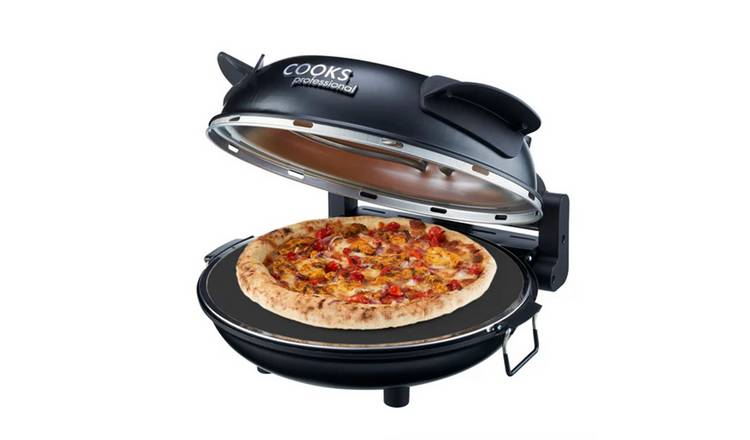 Cooks Professional Electric Pizza Oven with Paddles and Baking Sheet - Black