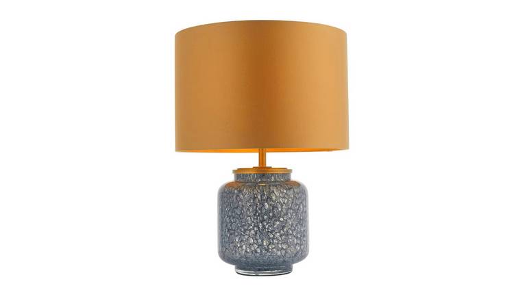 Loops Direct Cobalt Glass and Steel Table Lamp - Cobalt and Gold