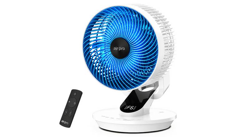 Air Pro 10in Desk Fan SmartVoice & Remote Control with 12H Timer - White