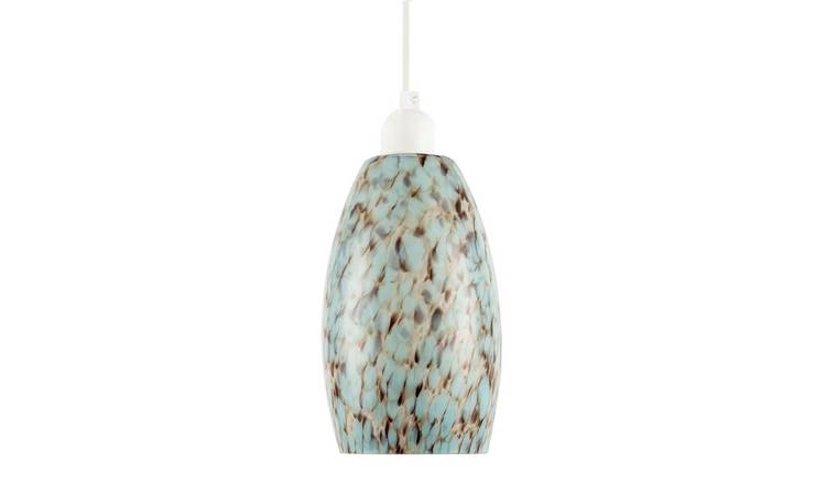 Happy Homewares Duck Egg Marble Effect Glass Cylindrical Pendant Shade - 12cm