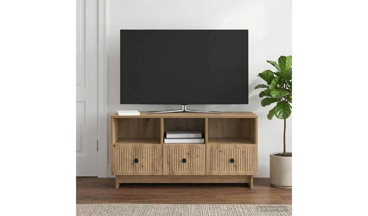 Walplus 3 Drawer Engineered Wood TV Cabinet - Artisan Oak - 102 x 34.5 x 50 cm