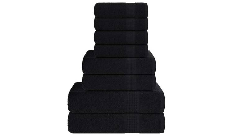 Walplus FROGN Pack of 8 Cotton Towel Set FROGN 360 Gsm - Black
